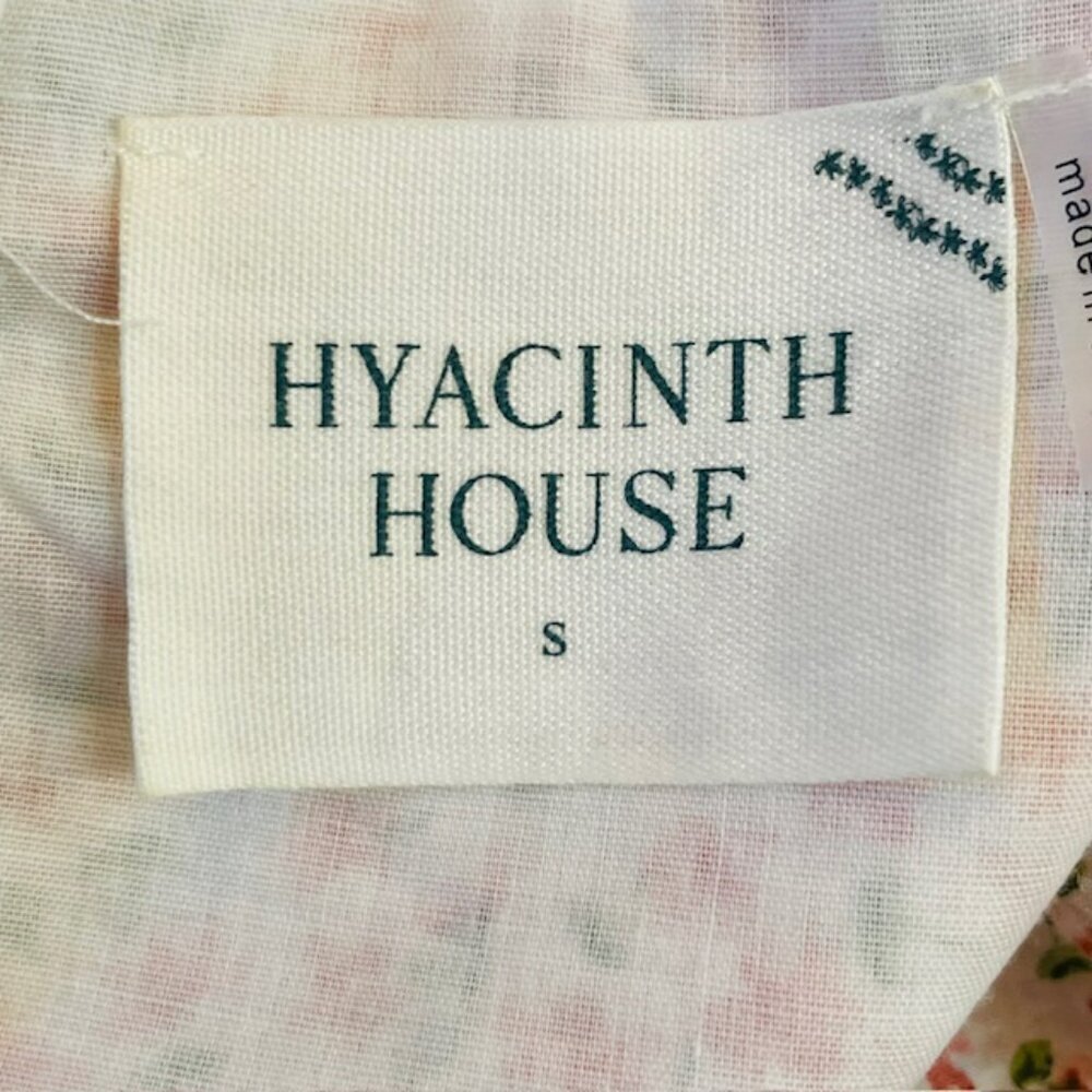 Hyacinth House Tuckernuck Peplum Clemons Blouse Puff Sleeve Floral Small - Picture 7 of 9